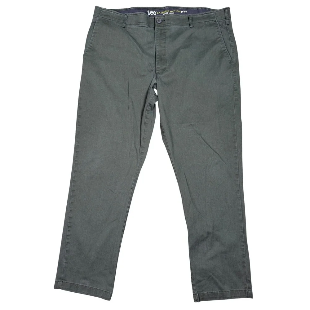 Lee Extreme Motion MVP Pants Mens 42x32 Olive Green Relaxed Straight Stretch